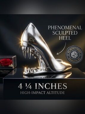 Metallic Silver Chrome Monster Teeth Jaw Heels Pointed Pumps Women Size 9.5